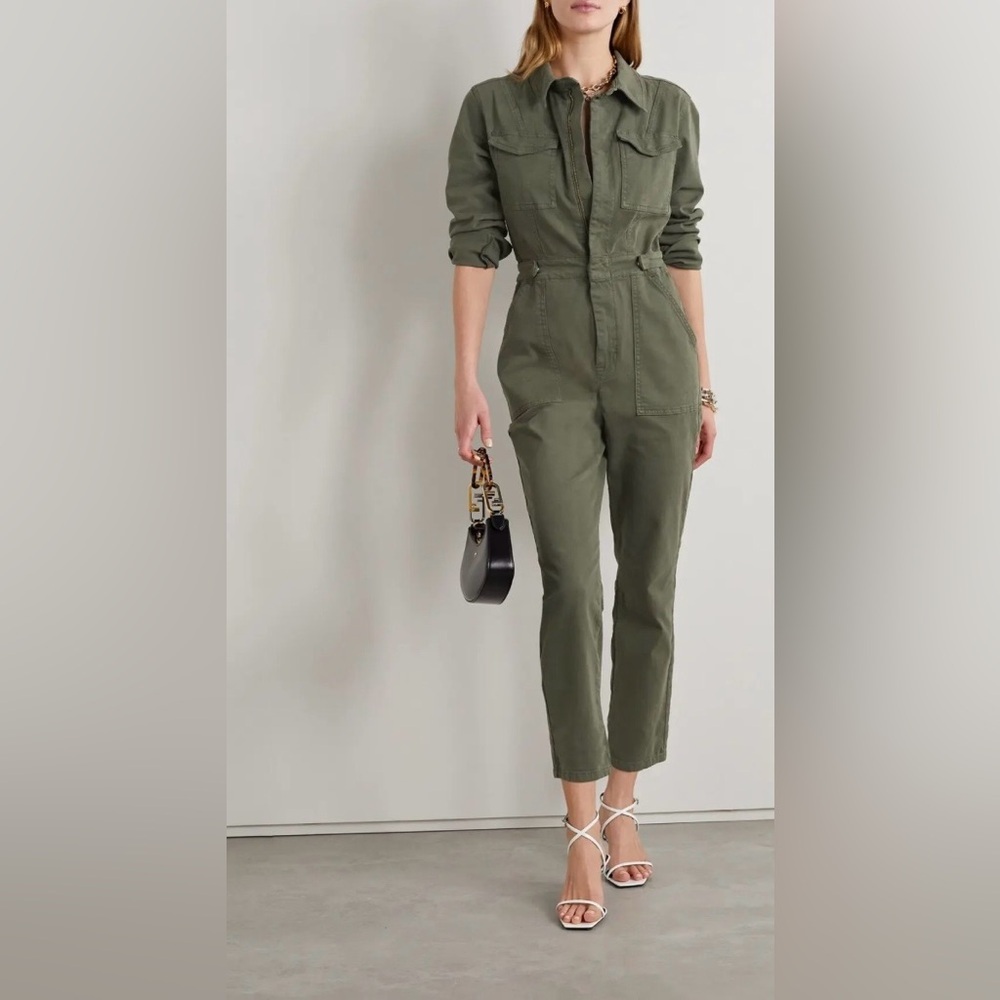 Good American Fit For Success Cropped Jumpsuit Green Size 6 NWT